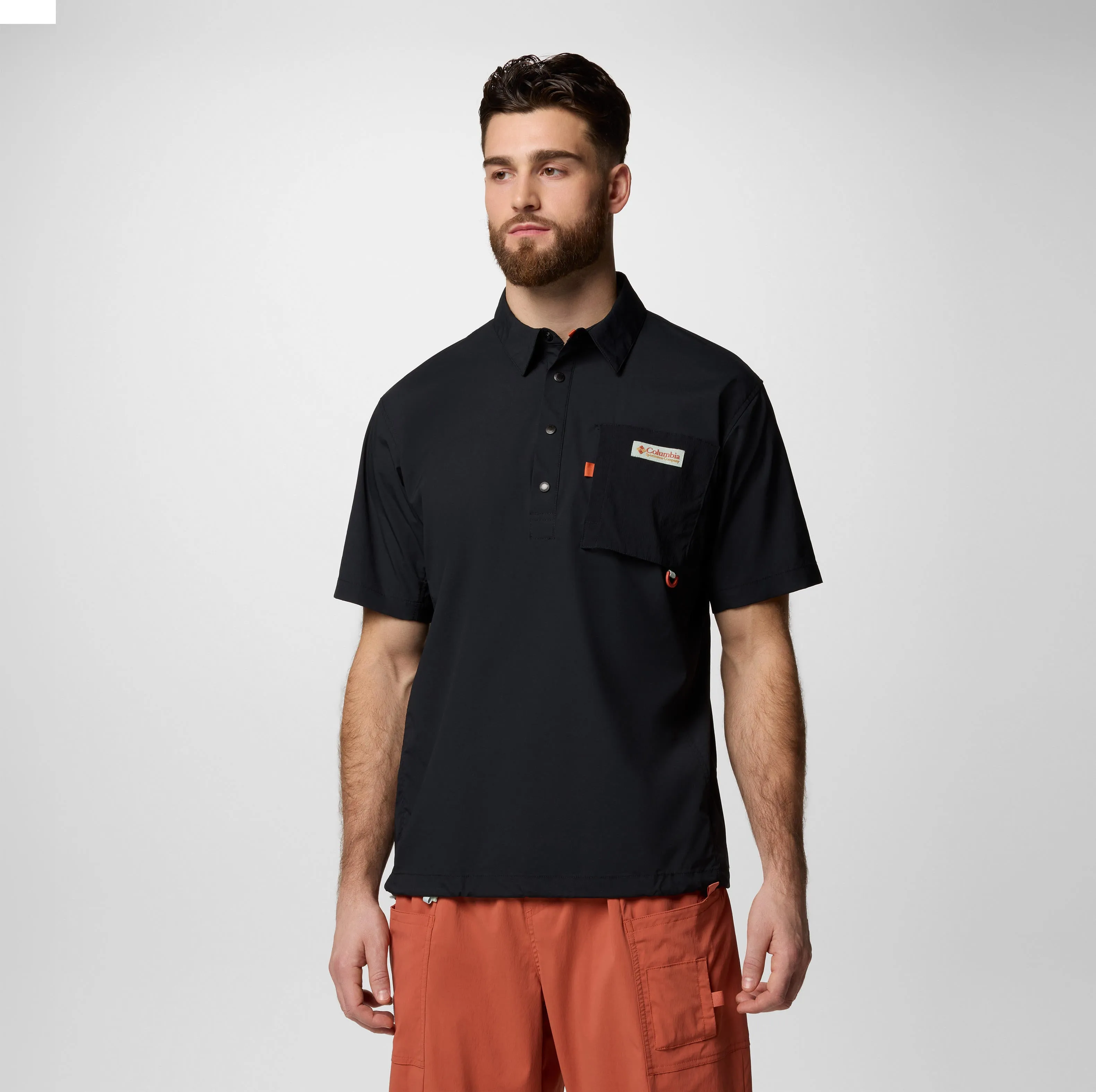 Columbia Men Black Cove Beach Woven SS (Sun Protection) Tight Core