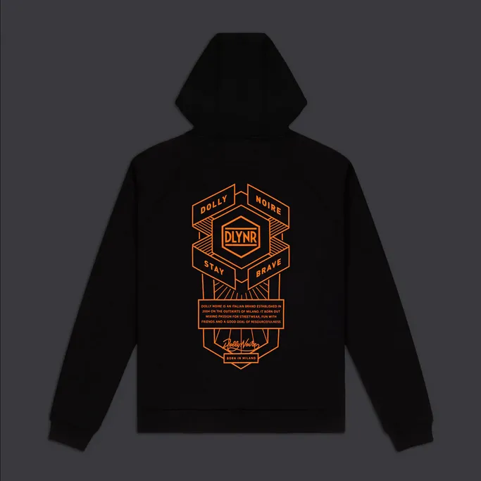 Cozy Streetwear jersey Dolly Noire felpa con cappuccio Corporate 01 Hoodie SW363-SA-01 Black & Orage