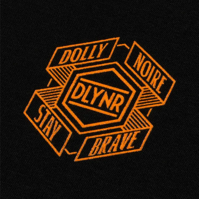 Dolly Noire felpa con cappuccio Corporate 01 Hoodie SW363-SA-01 Black & Orage Herringbone