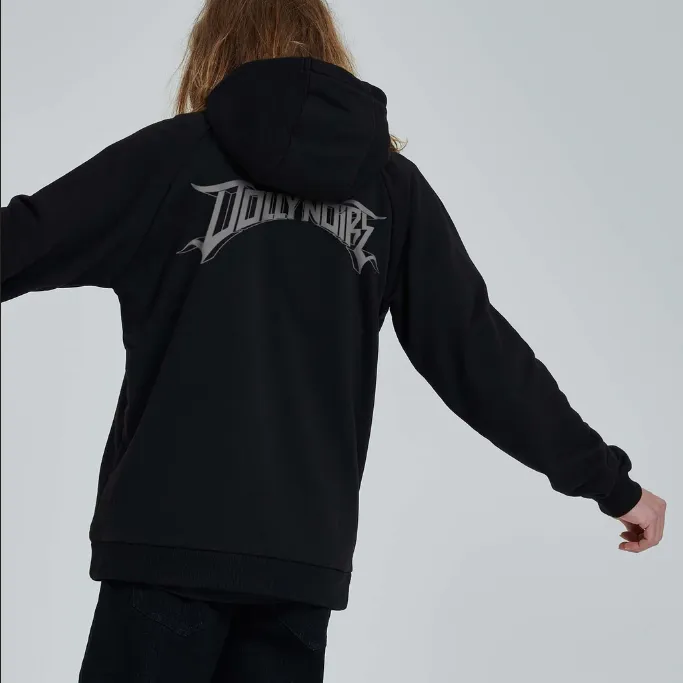 Dolly Noire Felpa con Cappuccio Over Lettering 3D SW114-SK-01 black Ribbed Hem Tall
