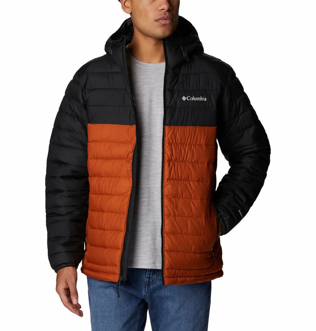 Columbia Men Orange Powder Lite Hooded Jacket Alpine Conditions Weekend Comfort