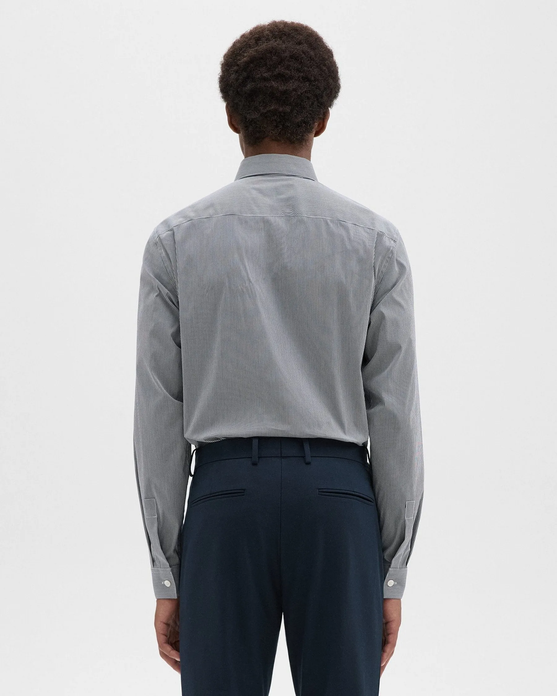 FoldableDesign Strong Glow Theory Irving Poplin Micro Check Shirt - White/Navy