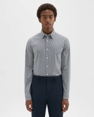 Theory Irving Poplin Micro Check Shirt - White/Navy Breath Skin