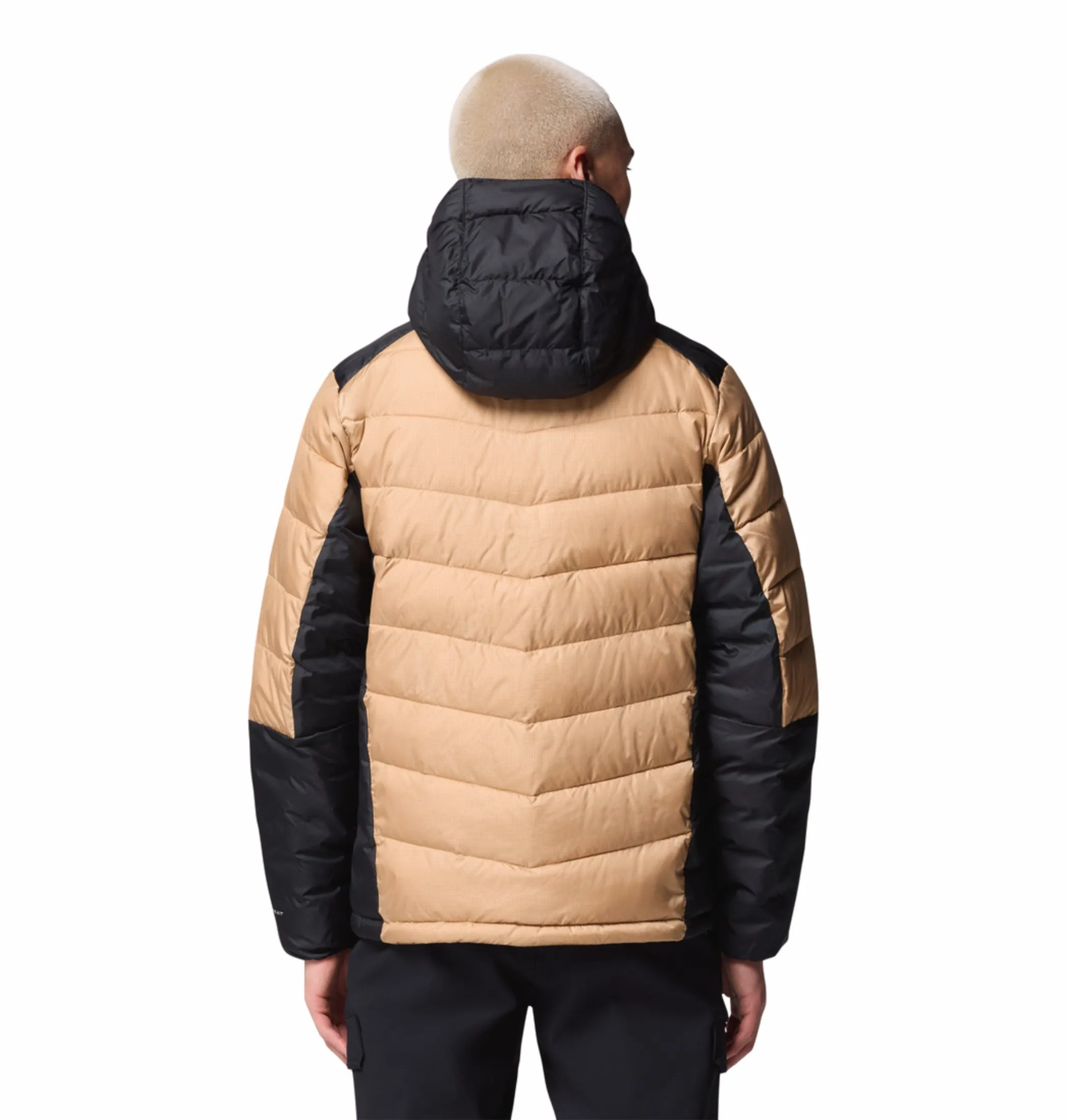 Columbia Men Beige OmniHeat Infinity Labyrinth Loop II Down Jacket Hand washable Convertible Collar