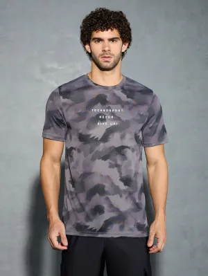Men Printed Slim Fit Round Neck T-shirt with TECHNOCOOL  warm glow City Beat