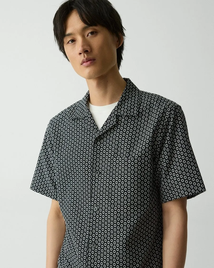 Theory Noll Camp Shirt - Black/White Warm Fashion NoRubEdging