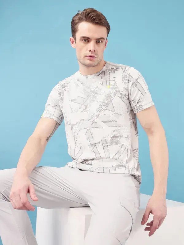 Summer Casual Men Jacquard Slim Fit Crew Neck T-shirt with DOUBLE COOL
