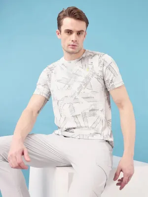Summer Casual Men Jacquard Slim Fit Crew Neck T-shirt with DOUBLE COOL