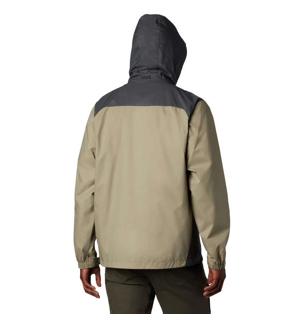 Columbia Men Beige Glennaker Lake Rain Jacket Ergonomic Shoulder Panels