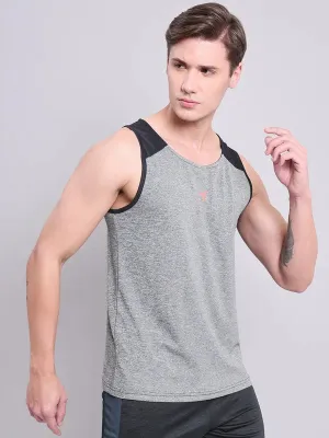 Men Melange Slim Fit Scoop Neck Innerwear Vest with DOUBLE COOL Athletic Performance Fabric