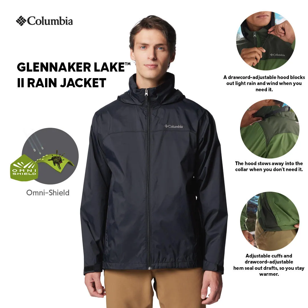 petite size Columbia Men Black Glennaker Lake II Rain Jacket