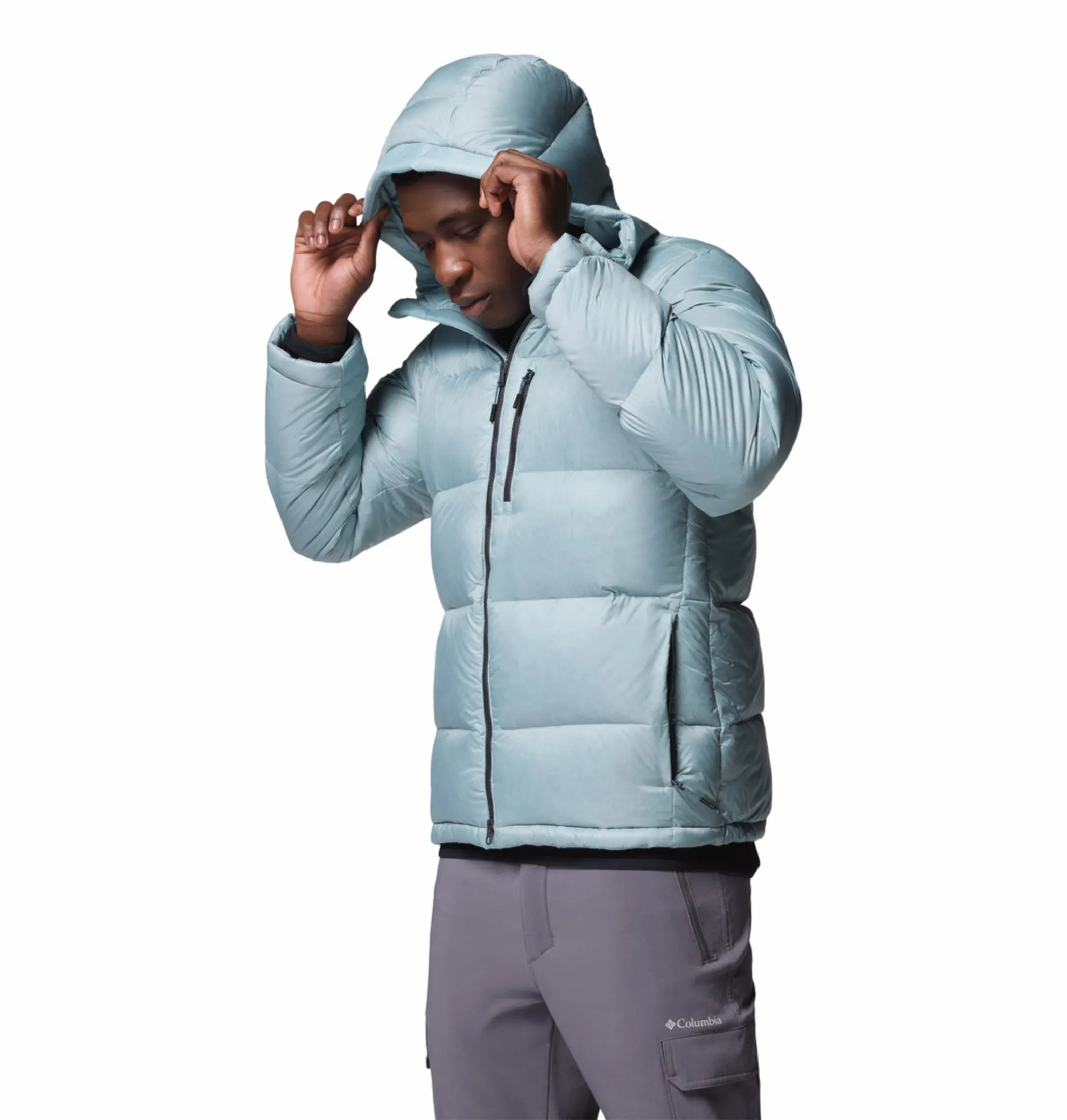 Columbia Men Blue OmniHeat Infinity Cloudview Down Jacket Quick Layering Street Smart