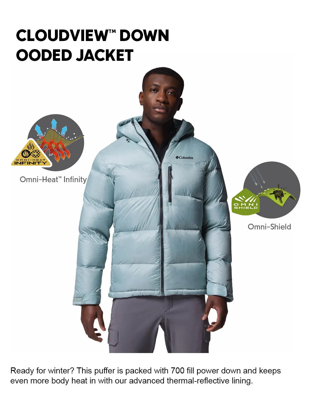 Infrastructure Columbia Men Blue OmniHeat Infinity Cloudview Down Jacket