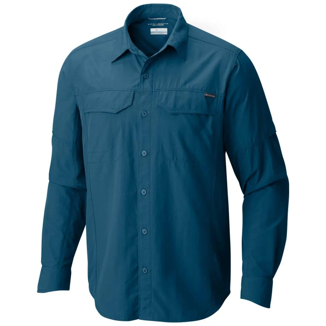 Columbia Men Blue Silver Ridge Long Sleeve Shirt (Sun Protection) Fine Weave