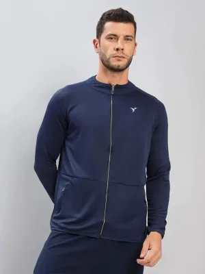 Slim Fit Jeans Men Solid Slim Fit Mock Neck Jacket with TECHNO DRY
