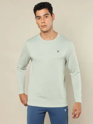 Men Melange Slim Fit Crew Neck T-shirt with DOUBLE COOL Layering Essential Playful Vibes