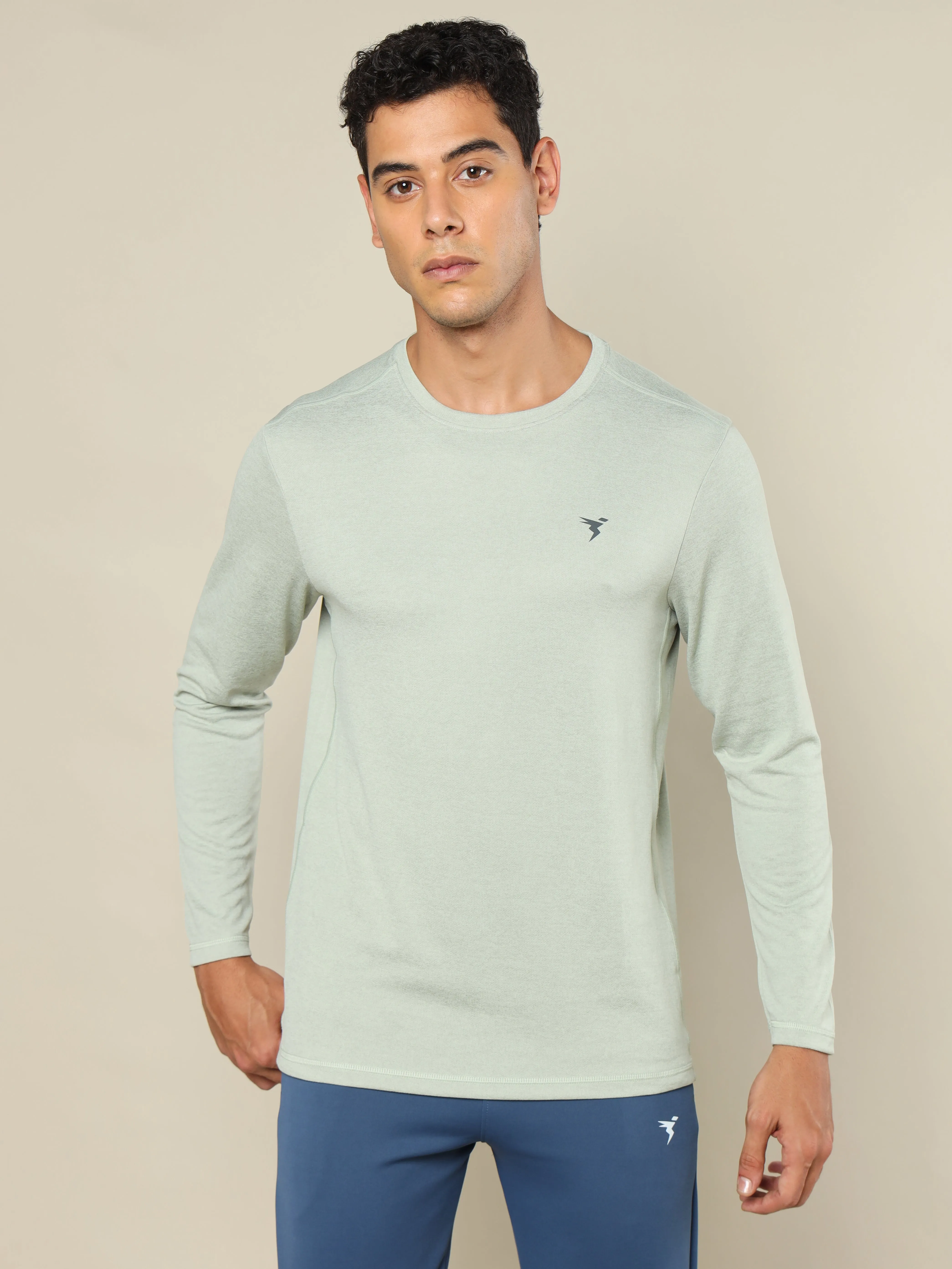 Summer Favorite Classic timelessness Men Melange Slim Fit Crew Neck T-shirt with DOUBLE COOL