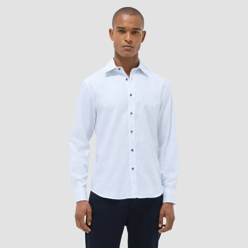 Earth Fit Bugatchi Julian Check Long-Sleeve Shirt - White