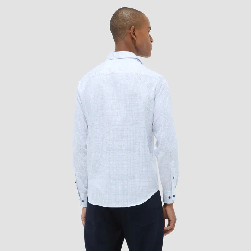 Reinforced Hem EcoConscious Production Bugatchi Julian Check Long-Sleeve Shirt - White
