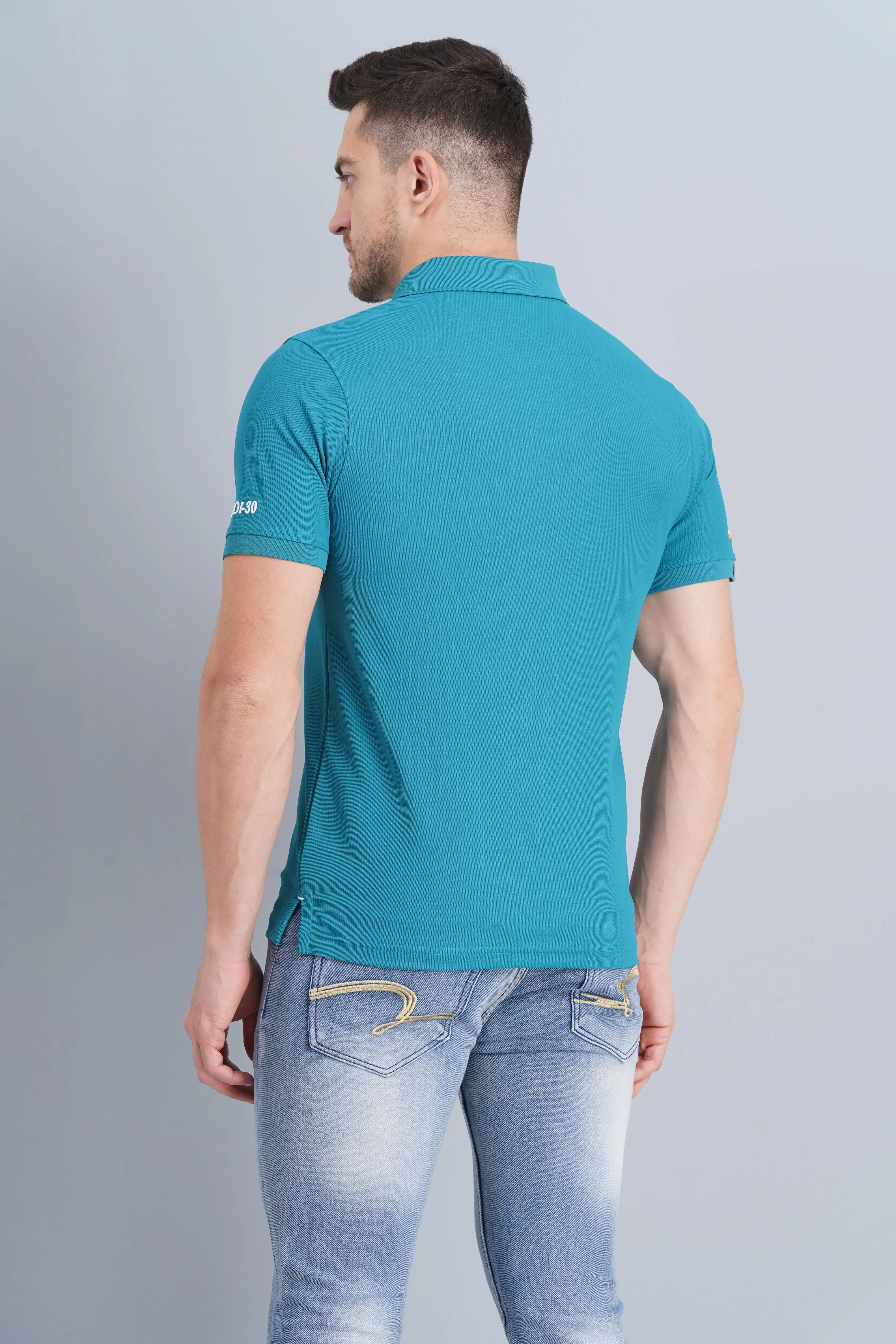 Men's Polo T Shirt SUKHOI-30 BLUE Performance Fabric