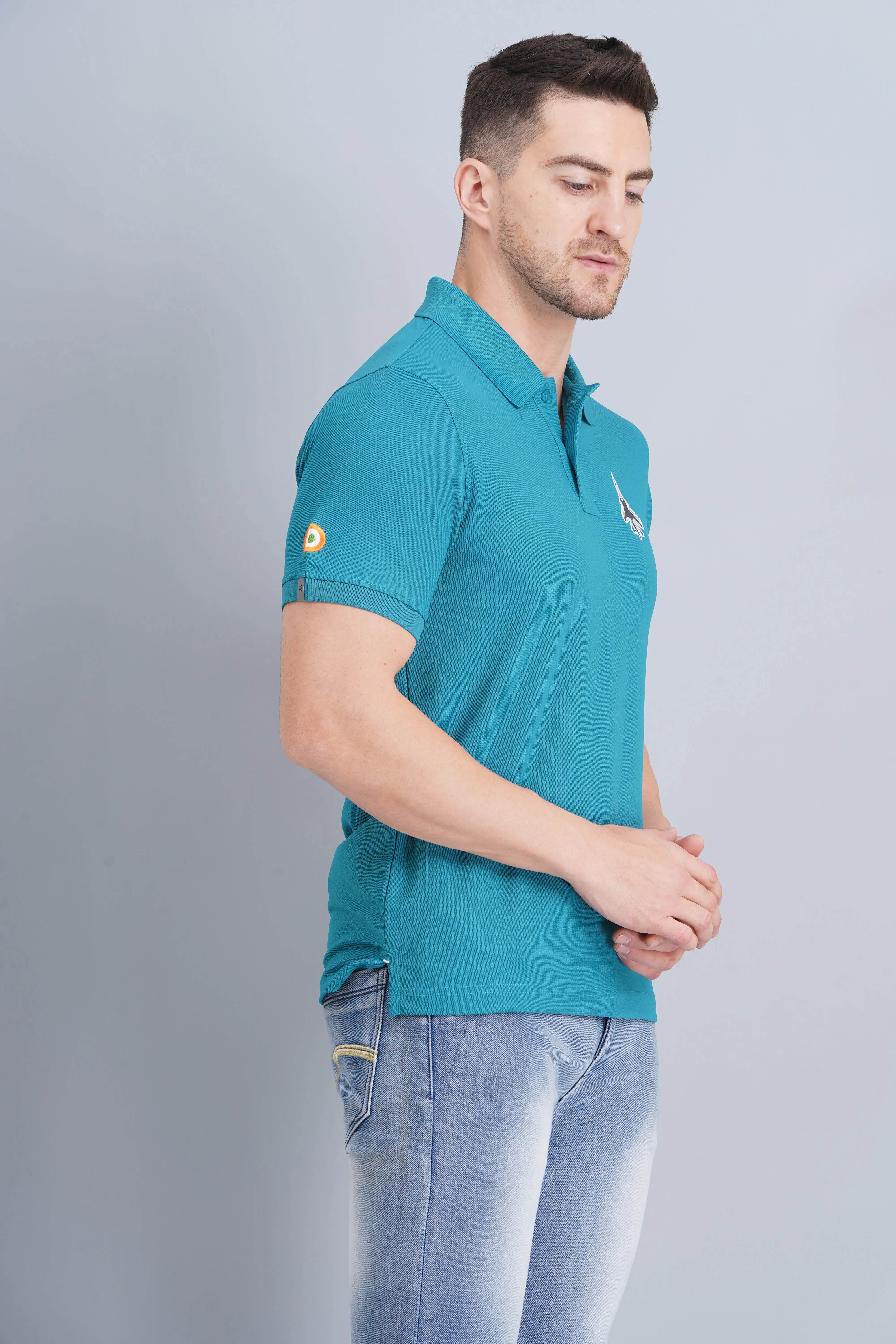 Men's Polo T Shirt SUKHOI-30 BLUE Weekend Style Chill Layering