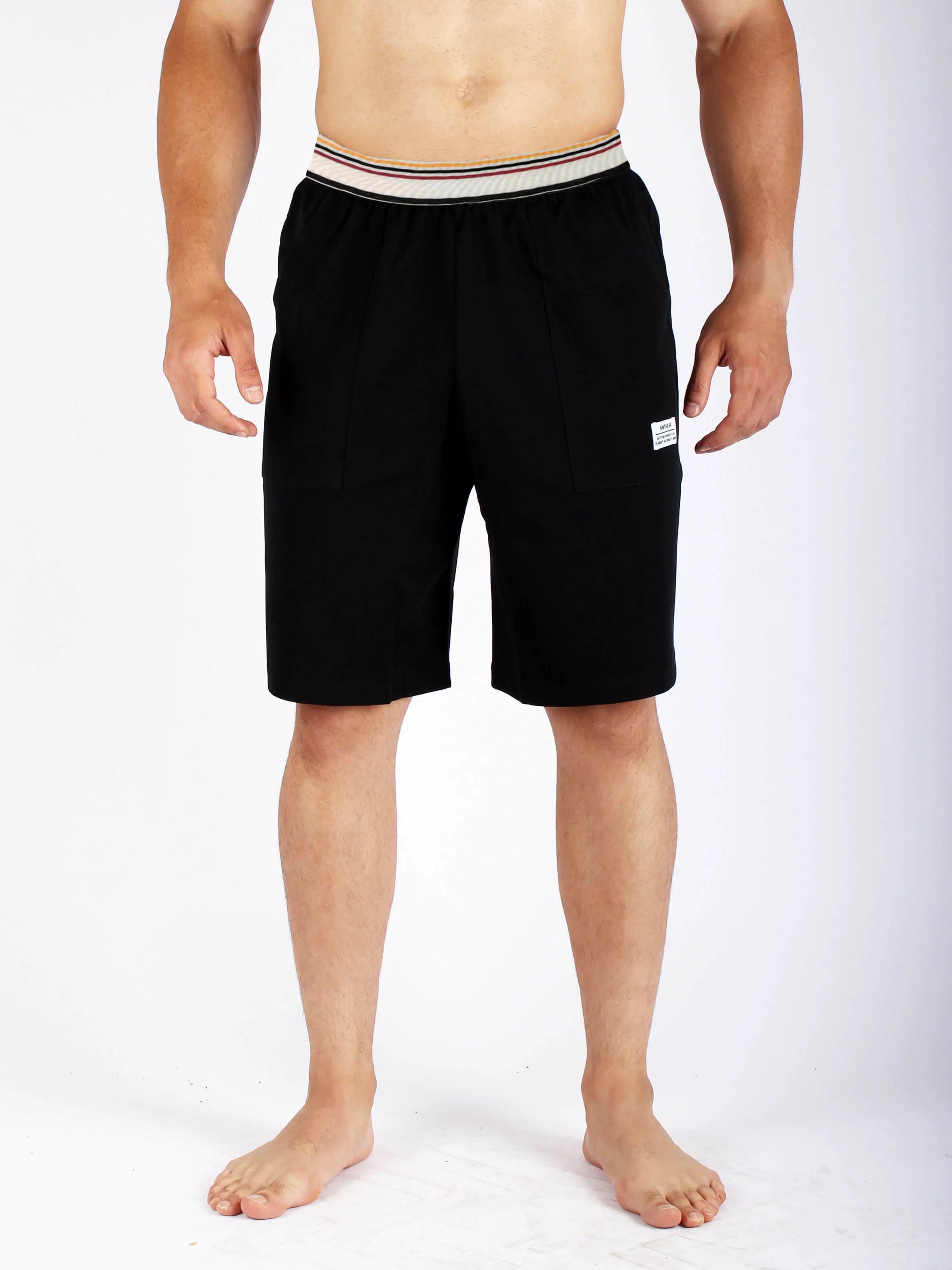 ANTAKHA-Pro Cotton Home Shorts - Black Soft Knit Sprint Fit