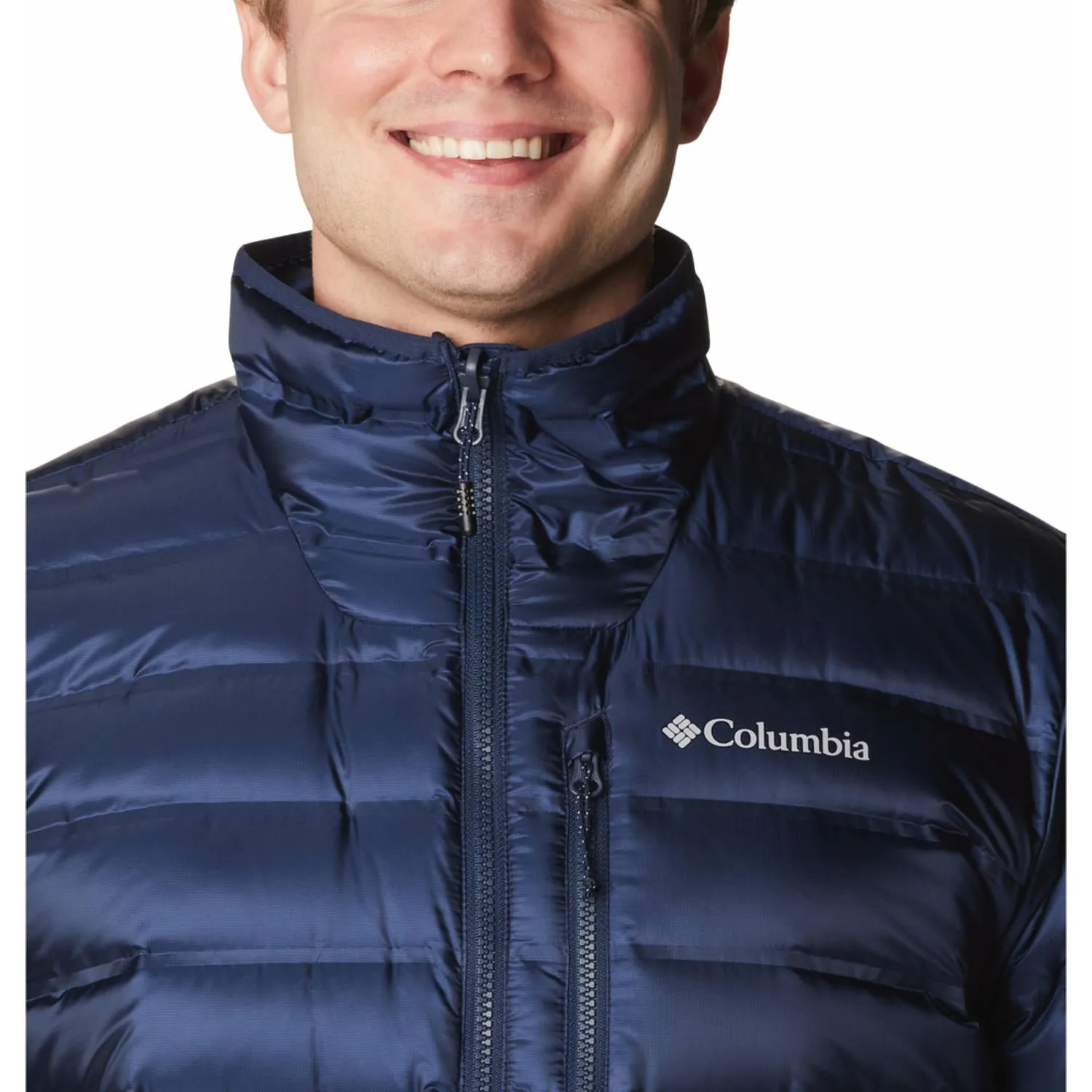 Columbia Men Blue Pebble Peak II Down Jacket Midweight Option Adjustable Drawstring Waist