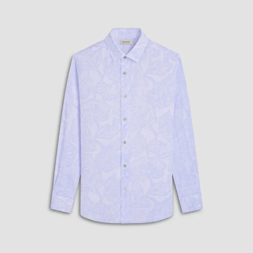 Bugatchi Julian Floral Long-Sleeve Shirt - Air Blue Farm Glow
