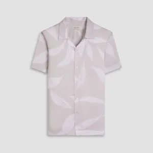 Glitter Fit Bugatchi Jackson Leaf Print Short Sleeve Camp Shirt - Almond