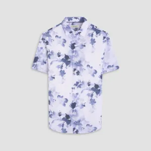 Bugatchi Orson floral Linen Short Sleeve Shirt - Steel BuiltIn Grip