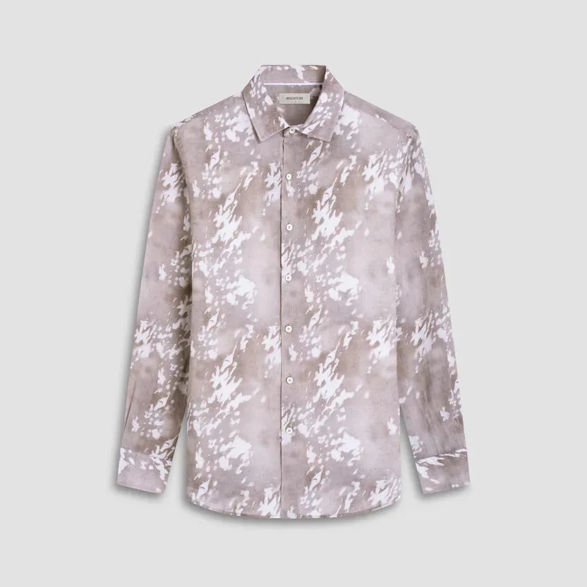 Bugatchi Julian Abstract Long-Sleeve Shirt - Olive WrinkleResistant Finish