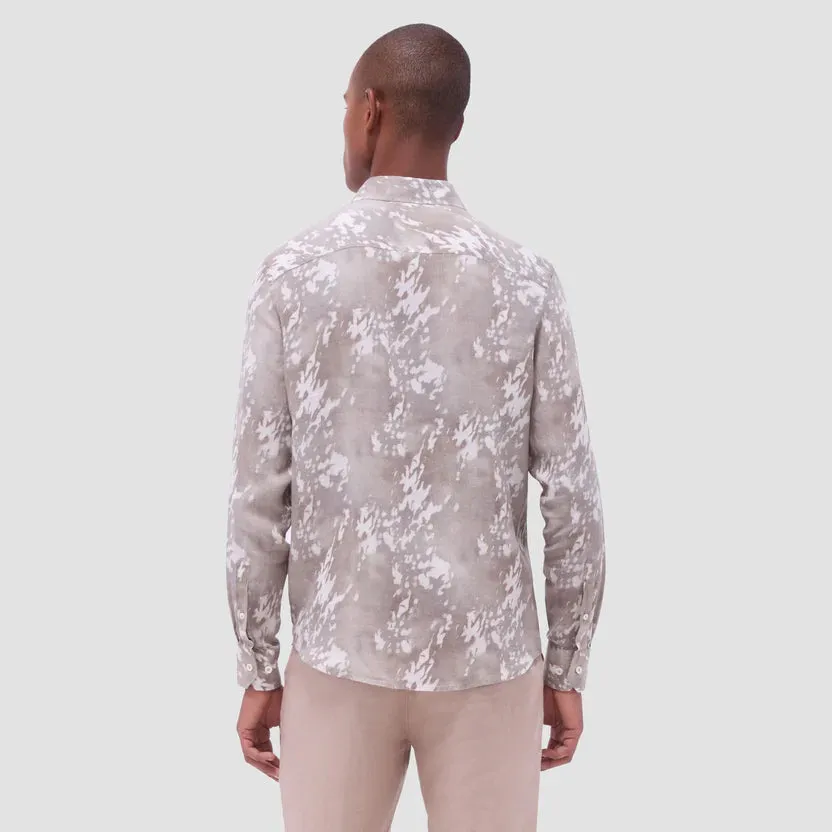 BreathableMesh Practical Leggings Bugatchi Julian Abstract Long-Sleeve Shirt - Olive