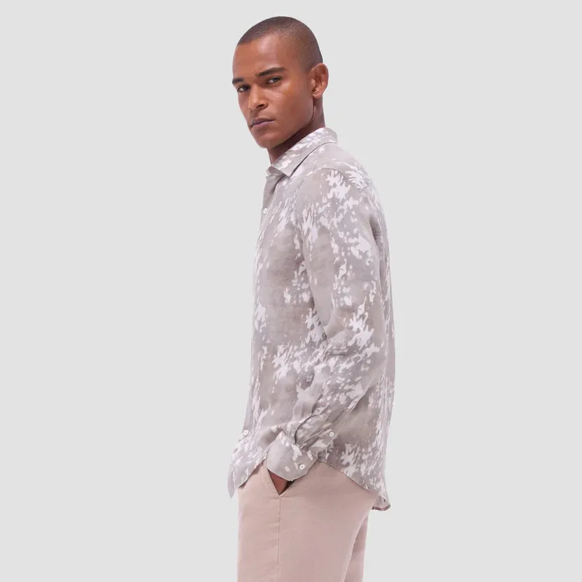 Queen Glow Bugatchi Julian Abstract Long-Sleeve Shirt - Olive