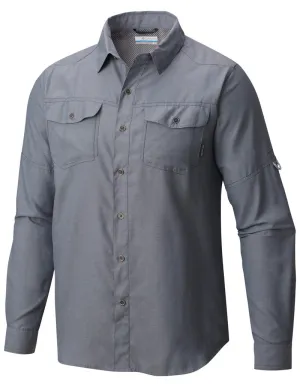Columbia Men Grey Pilsner Peak II Long Sleeve Shirt (Sun Protection) DurableThreadwork