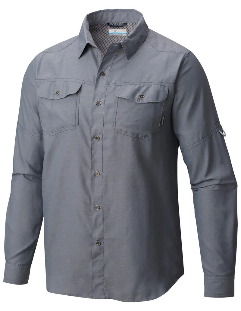 Columbia Men Grey Pilsner Peak II Long Sleeve Shirt (Sun Protection) DurableThreadwork