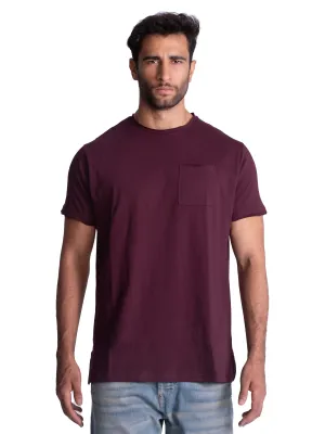 Raw-Edge Pocket Cotton T-Shirt - Aubergine Agricultural - useful