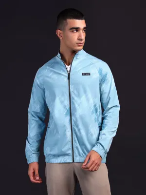 Chic Edge Dance Flow Men Printed Slim Fit Mock Neck Jacket with TS FLEXI