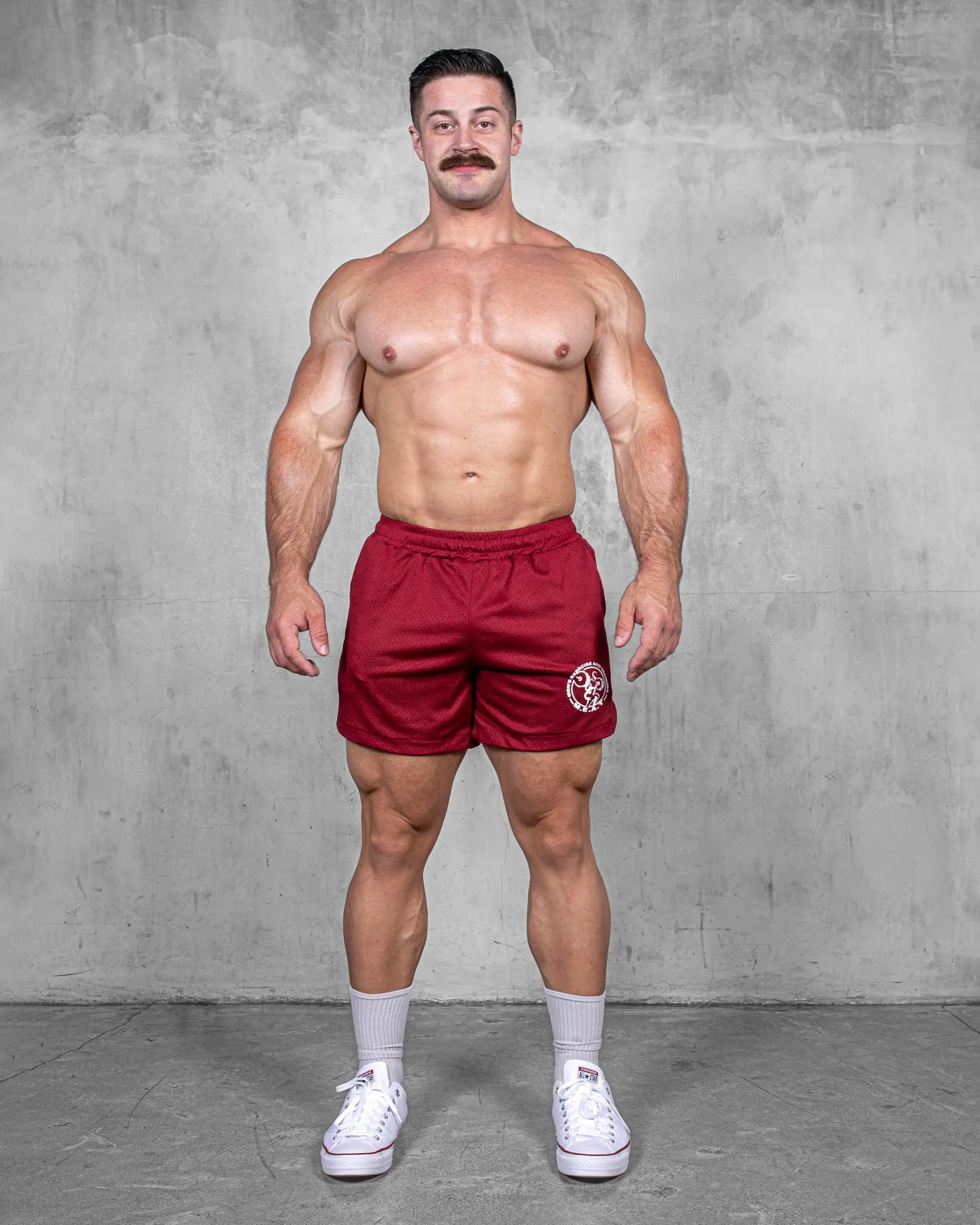 Active Wear Seamless Edge Design LIFTING SHORTS ?C MESH / RED