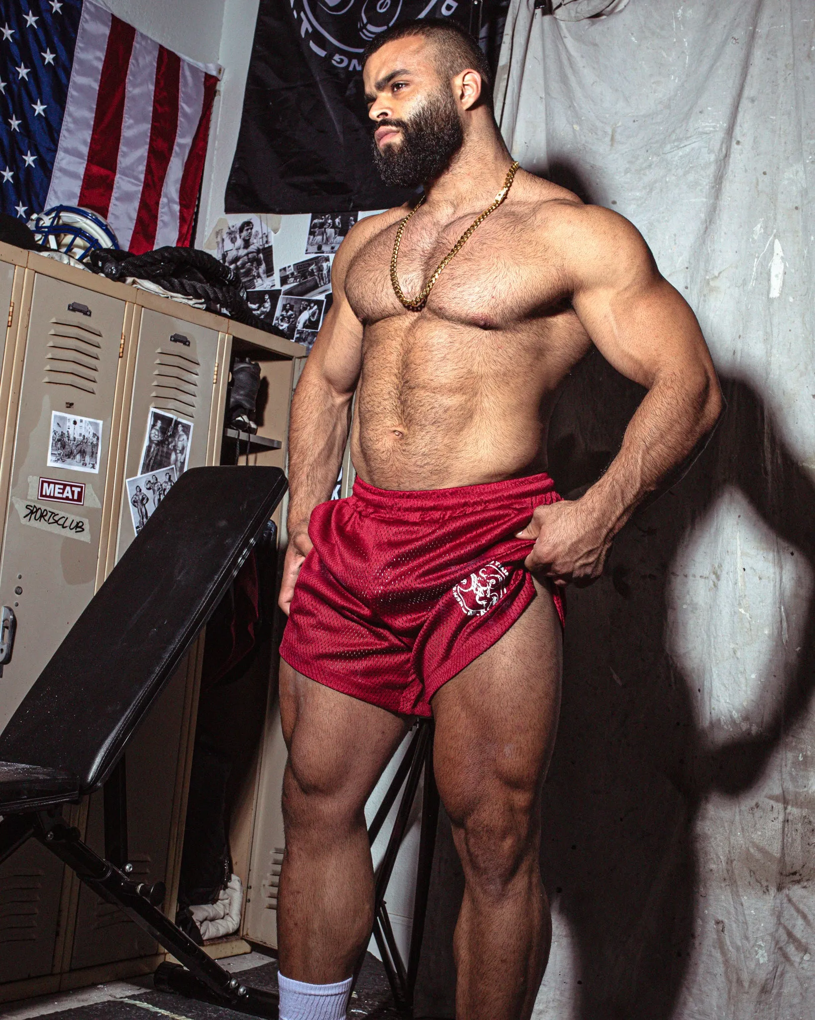 Party outfit quick-drying LIFTING SHORTS ?C MESH / RED