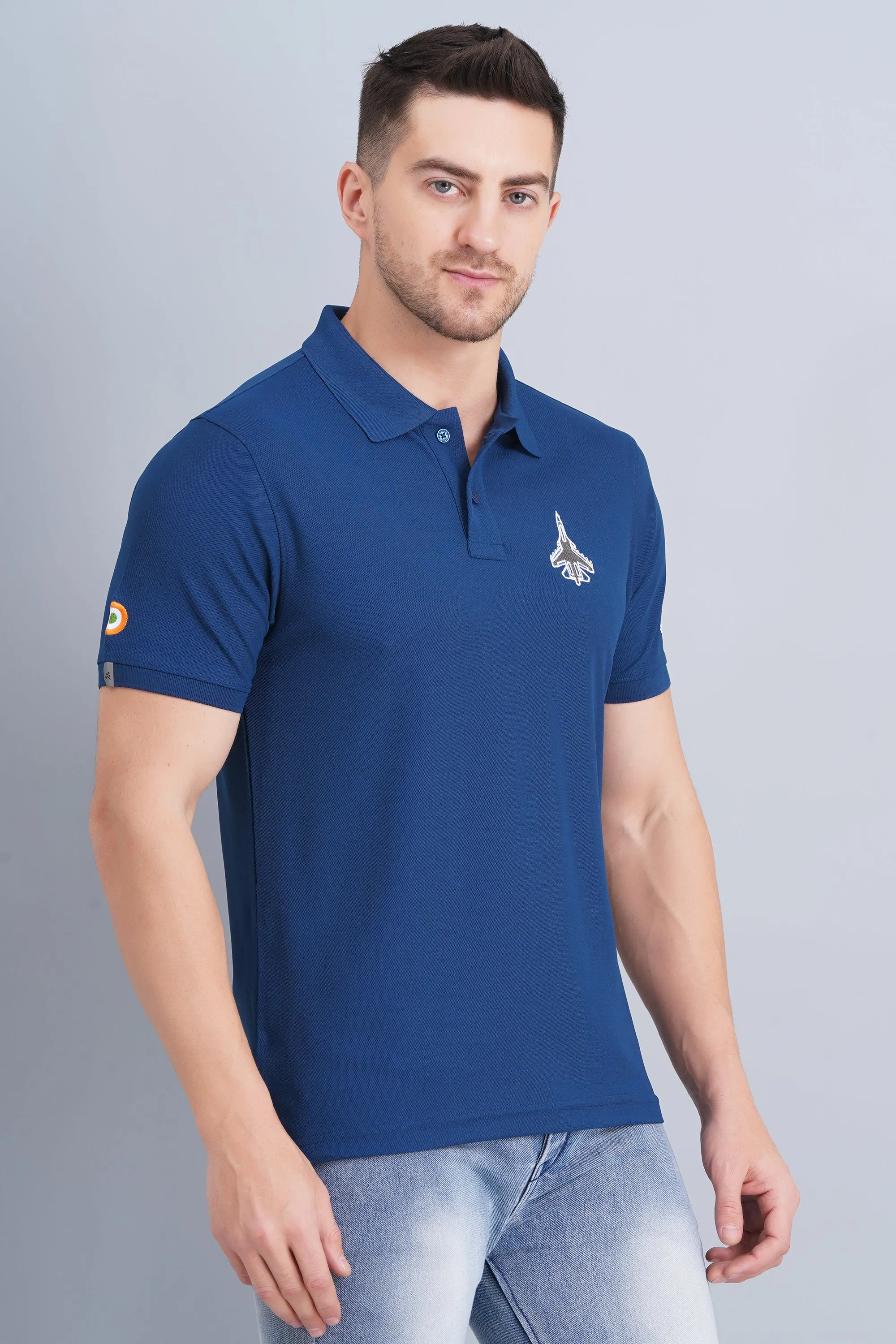 Fashion Ready Sporty Chic Men's Polo T Shirt SUKHOI-30 RAMA BLUE