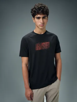 Men Typography Printed Slim Fit Round Neck Sports T-shirt with COTFLEX Polish Core
