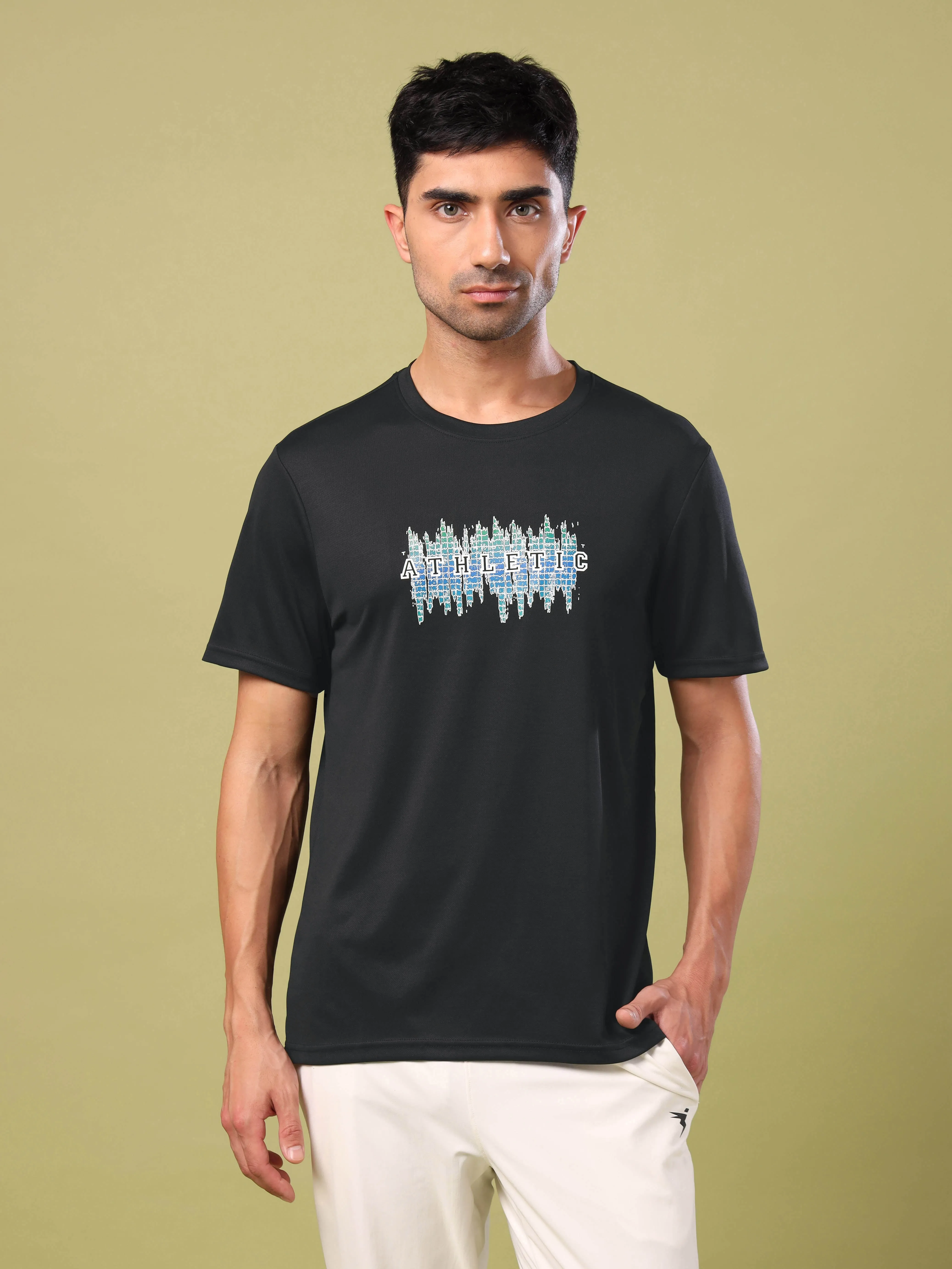 UVProtection Coating Saga Vibe Men Printed Slim Fit Round Neck T-shirt with TECHNO COOL 