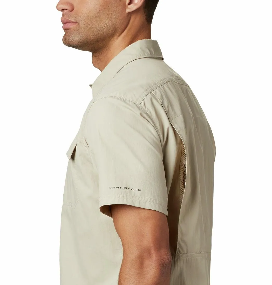 Columbia Men Beige Silver Ridge 2.0 Short Sleeve Shirt (Sun Protection) WaterRepellentFinish OdorResistant Fabric