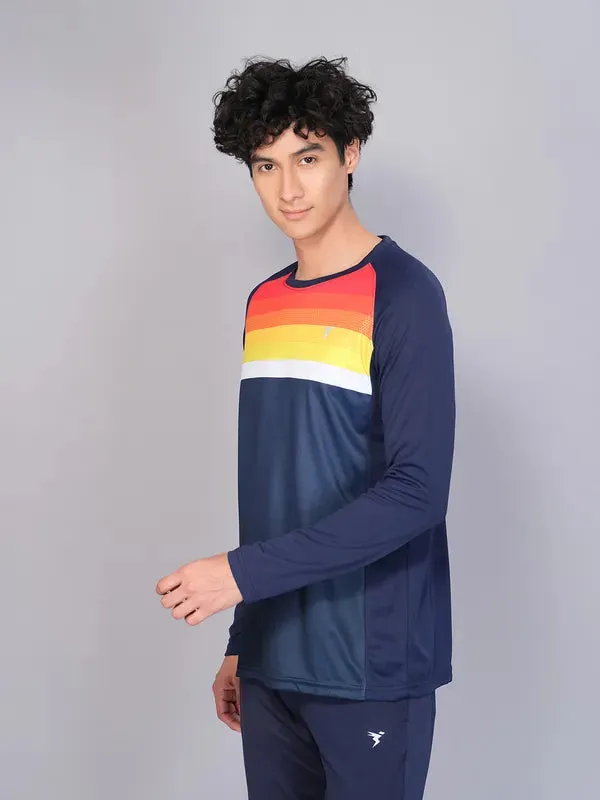 Comfy Stretch Wear ZeroWaste Production Men Geometric Slim Fit Crew Neck T-shirt with TECHNO COOL