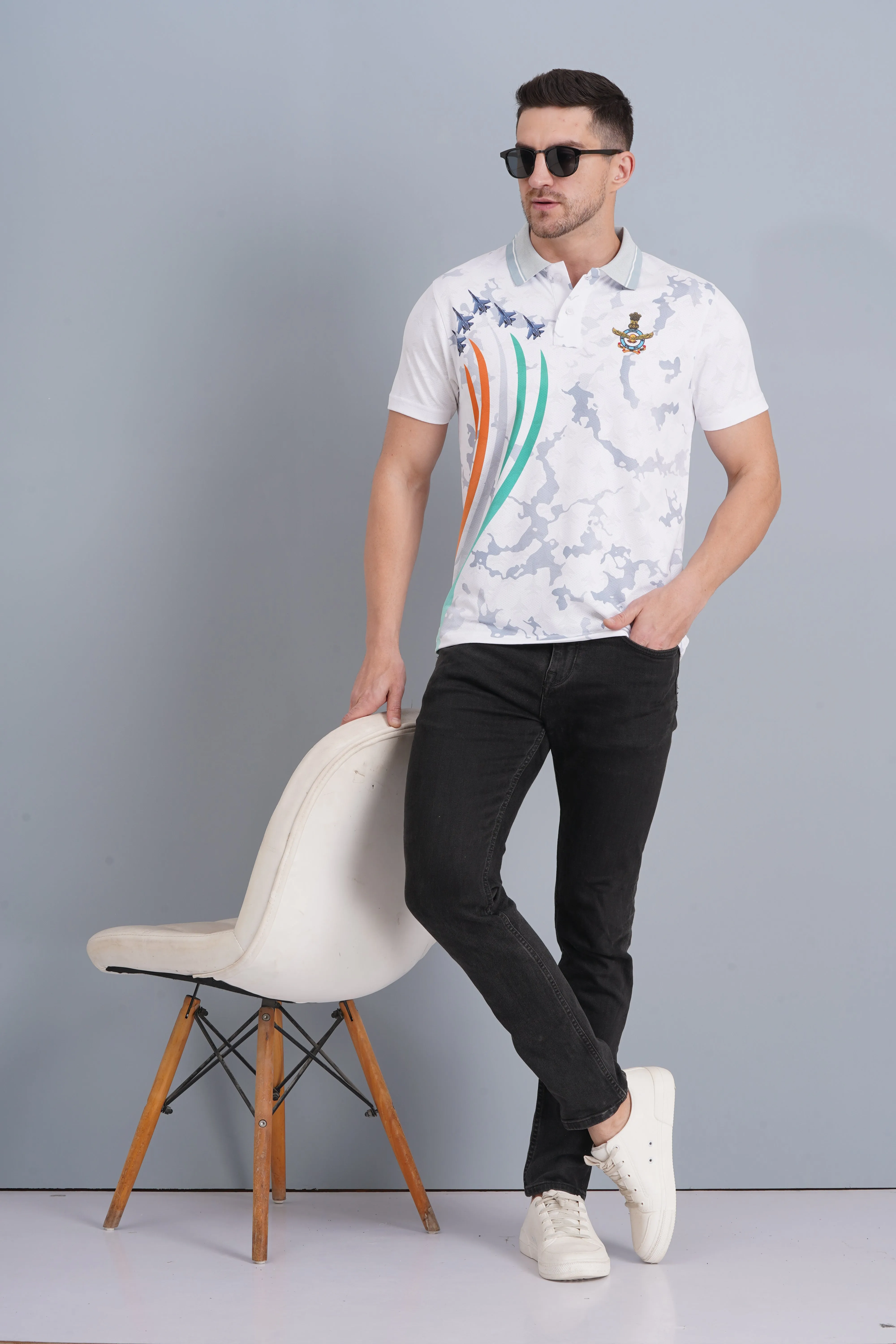 Men's AF Logo Polo T Shirt White Quality Comfort