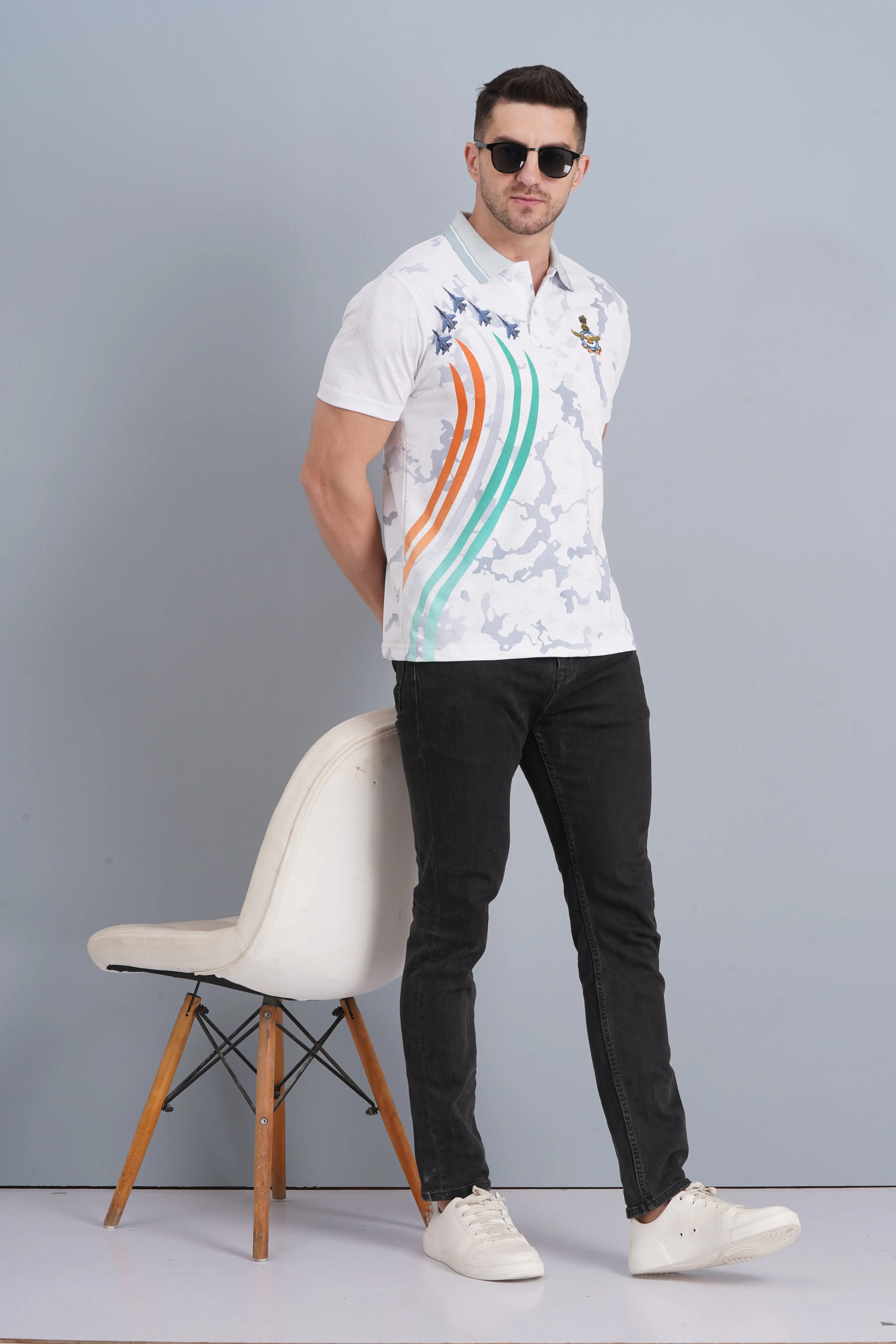 Relaxed Look Men's AF Logo Polo T Shirt White