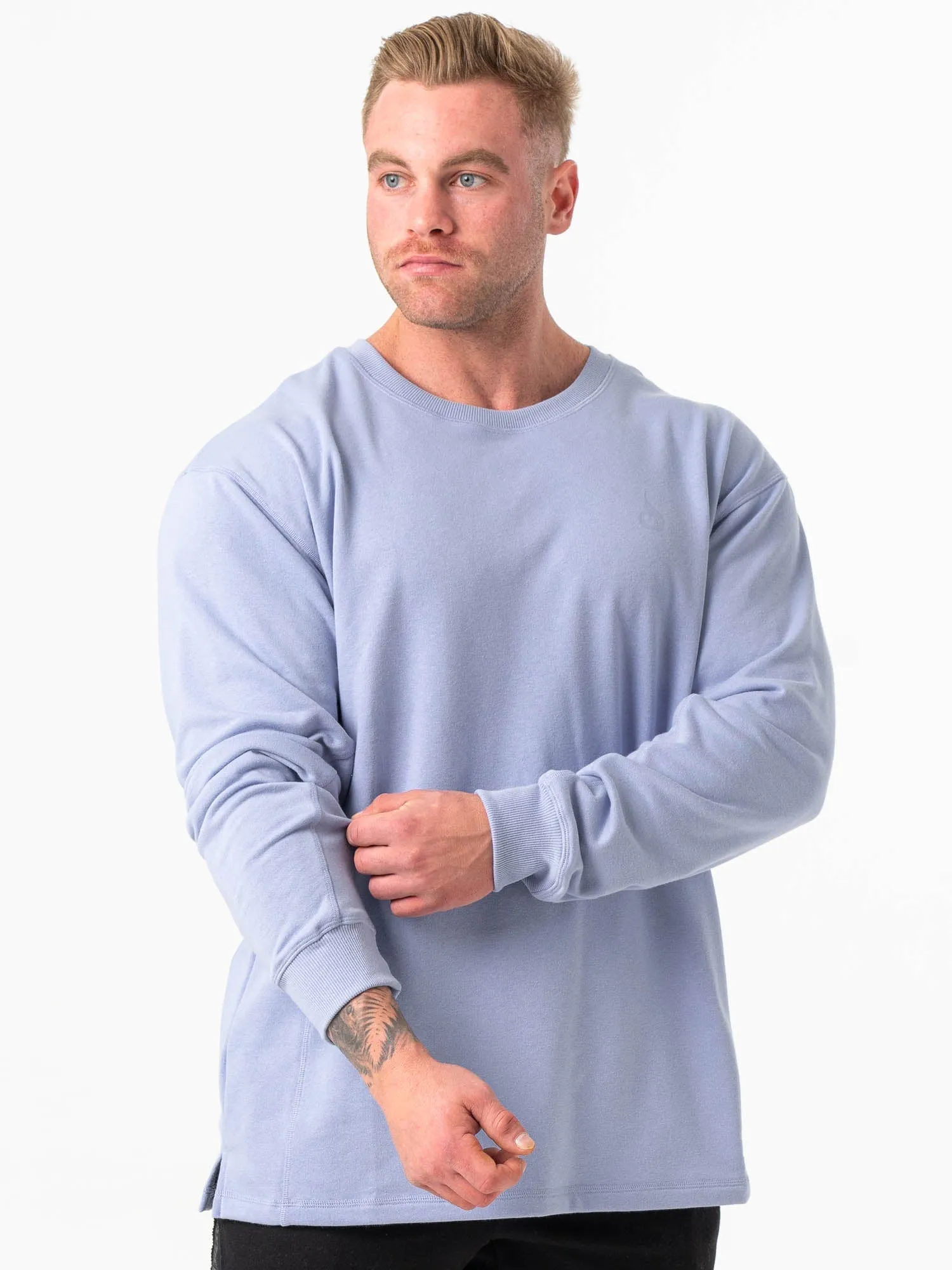 product low end affordability Cozy Vibe Force Crew Neck - Lilac Blue