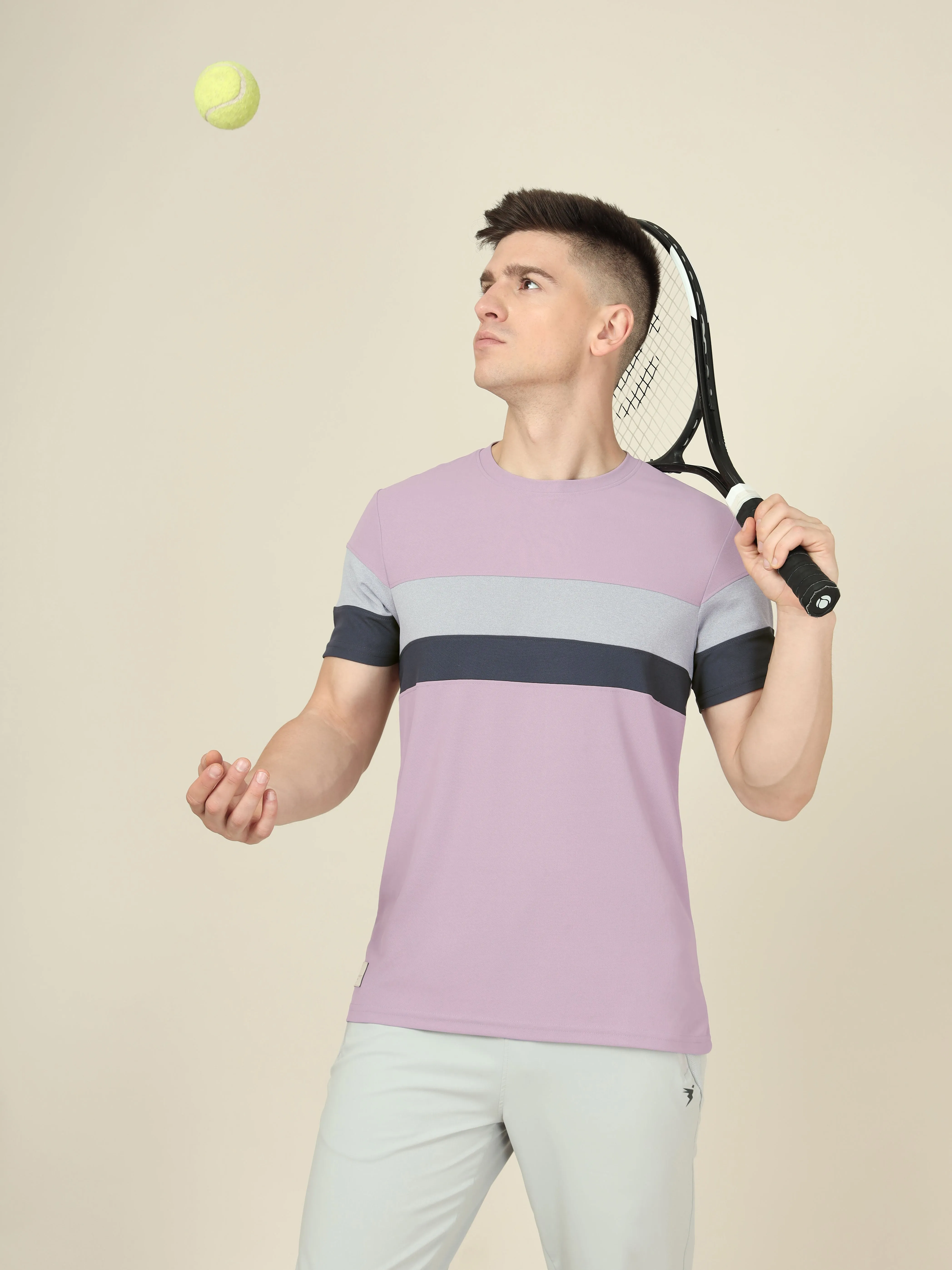 Men Colorblock Slim Fit Crew Neck T-shirt with MATPIQ Plus Size Casual Wearable