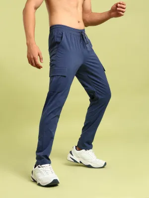 Men Solid Relax Fit Sports Cargo Trackpants with TS FLEXI UV Protective Coating