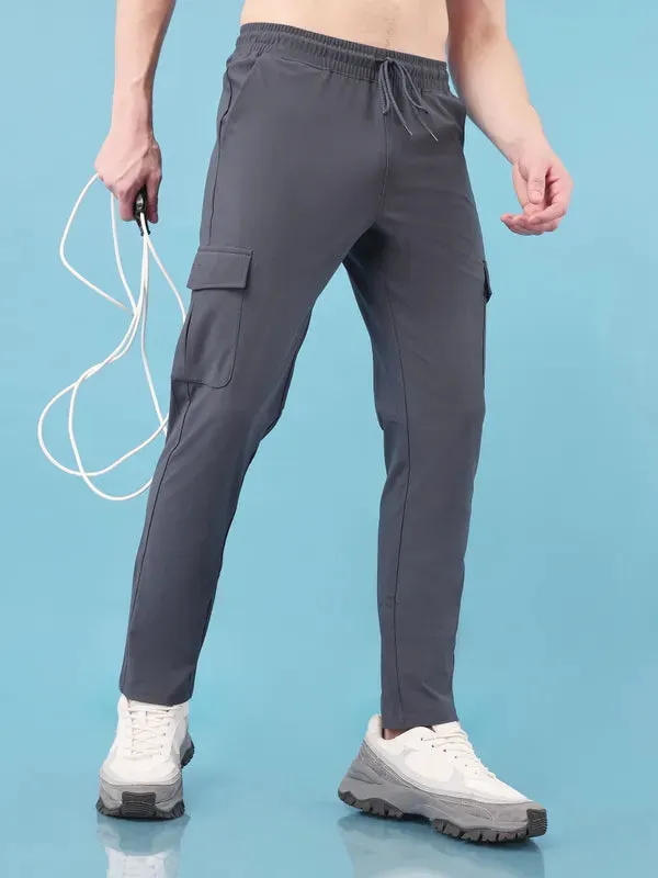 Reinforced Hem Stitching Men Solid Relax Fit Cargo Trackpants with DURACOOL 